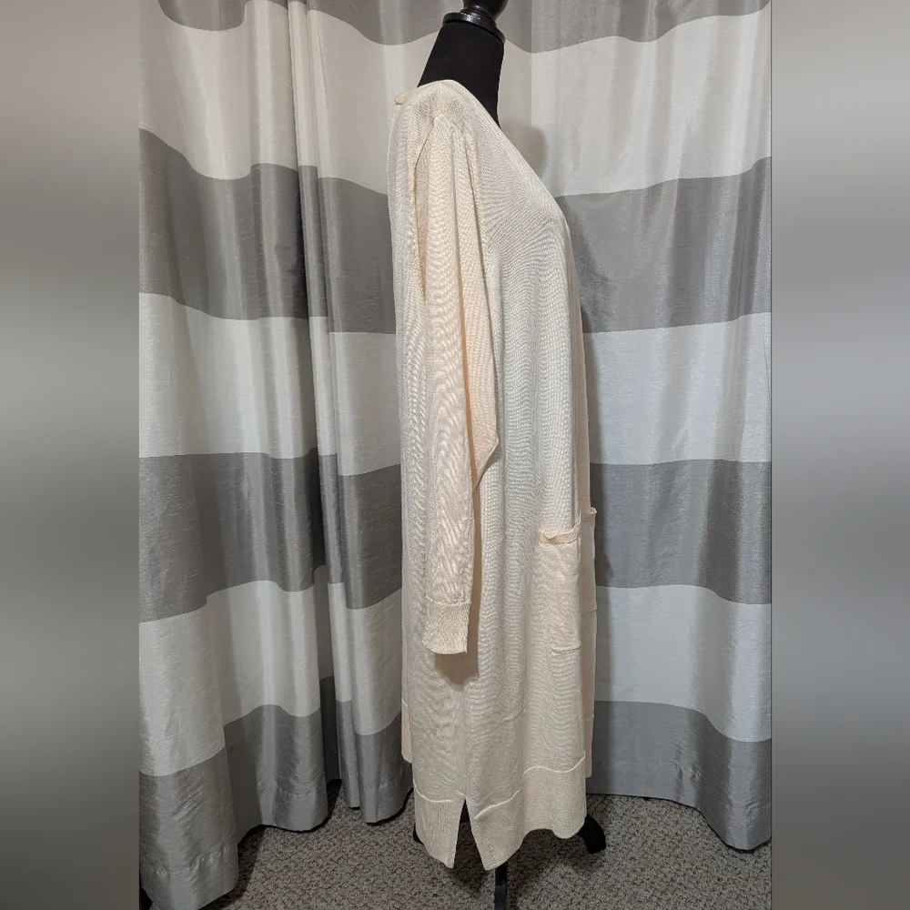 Women's Peach Long Open Front Knit Cardigan Size: 5X - Picture 3 of 8